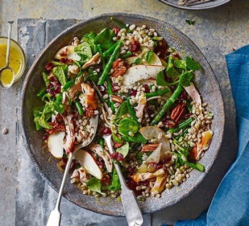 Smoked chicken, pot barley & cranberry salad