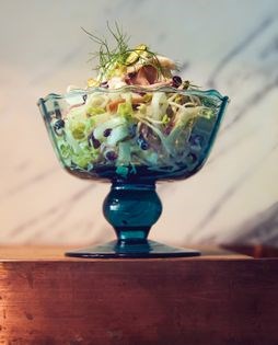Smoked chicken salad with grapes & Parmesan-tarragon dressing