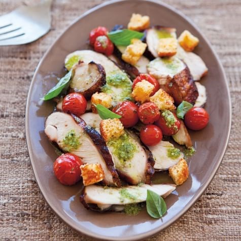 Smoked chicken salad with roasted cherry tomatoes