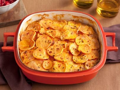 Smoked chile scalloped sweet potatoes