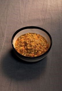 Smoked chilli, sweet potato & barley [soup]