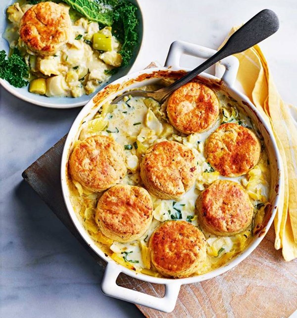 Smoked cod cobbler