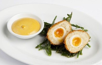 Smoked cod Scotch eggs with aioli