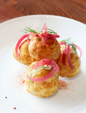 Smoked cod's roe choux bites