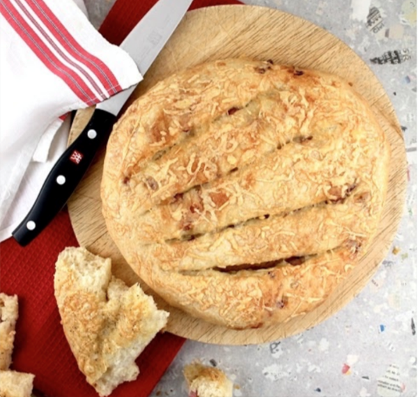 Smoked cured ham or bacon, cheese  & walnut focaccia