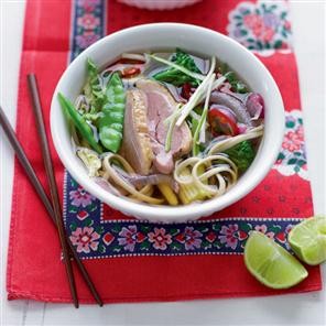 Smoked duck and ginger noodle soup