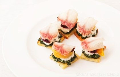 Smoked eel canapé