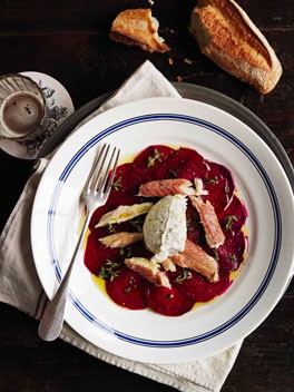 Smoked eel, pickled beetroot and horseradish