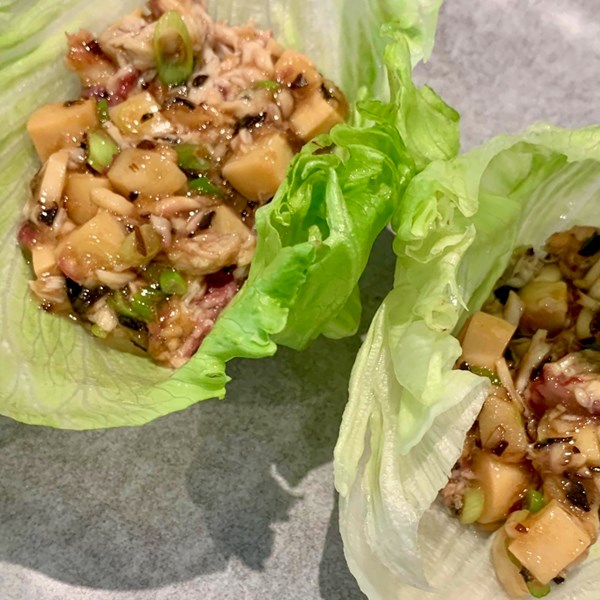 Smoked eel san choy bau