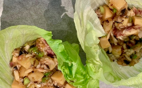 Smoked eel san choy bau