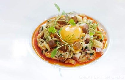 Smoked eel spätzle