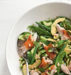 Smoked fish, avocado and green bean salad