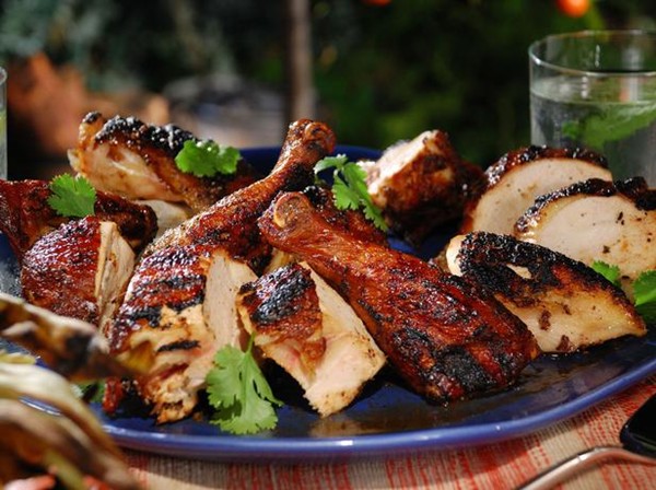 Smoked ginger chicken with cardamom, cloves, and cinnamon