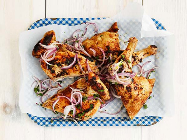 Smoked ginger chicken with cardamom, cloves, and cinnamon