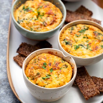 Smoked haddock and spinach egg pots