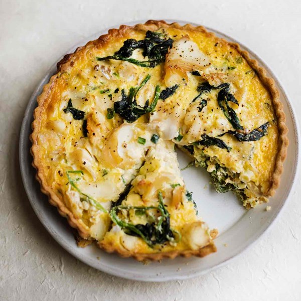Smoked haddock and spinach tart