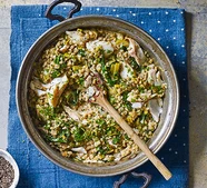 Smoked haddock, leek & barley 'risotto'
