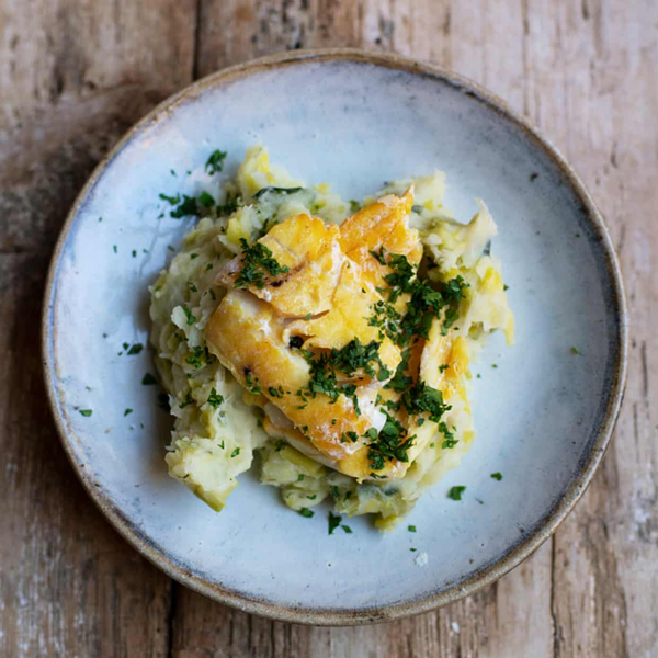 Smoked haddock, leek mash