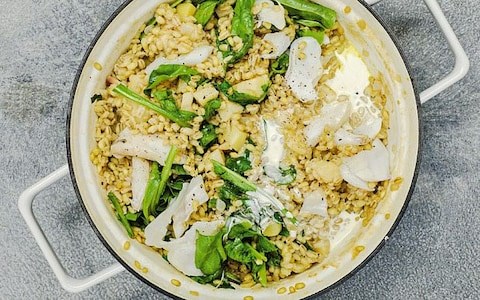 Smoked haddock, parsnip and barley risotto