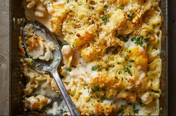 Smoked haddock pasta gratin