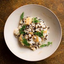 Smoked haddock, rice and lentils