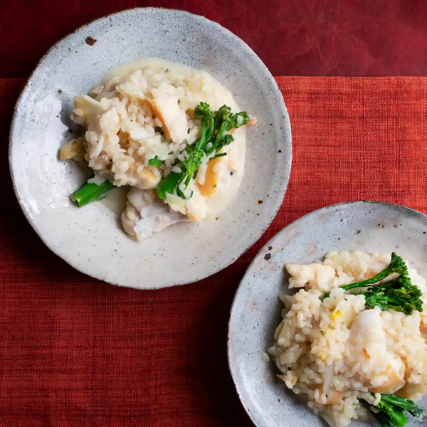 Smoked haddock risotto with broccoli