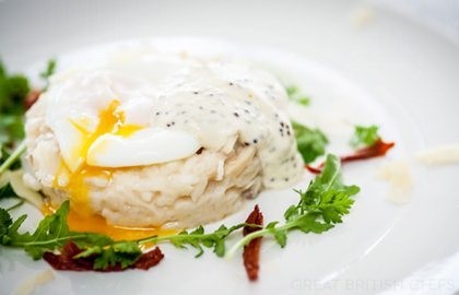 Smoked haddock risotto with grain mustard sauce