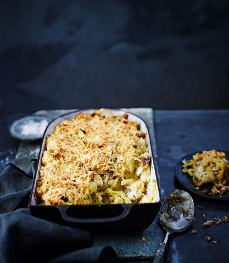 Smoked haddock, Savoy cabbage and potato gratin