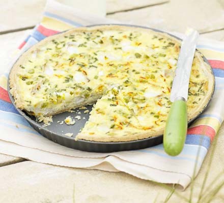 Smoked haddock spring onion & saffron tart