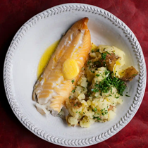 Smoked haddock with parsley mash