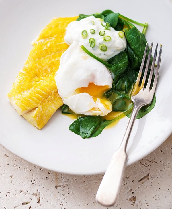 Smoked haddock with spinach and poached egg