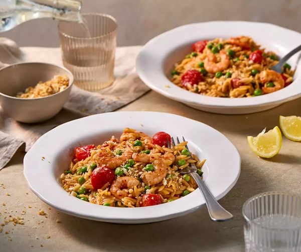 Smoked harissa & prawn orzo