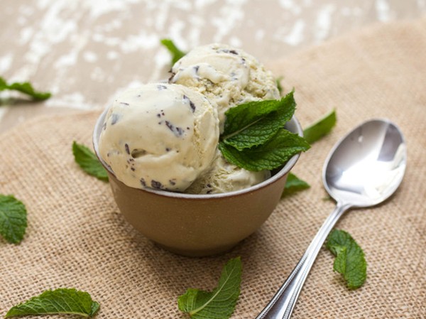 Smoked honey mint chip ice cream