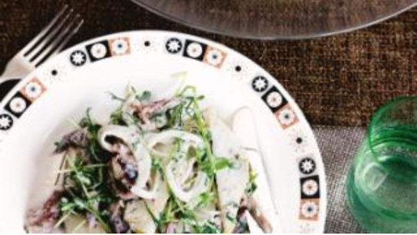 Smoked kahawai, fennel and pear salad with mustard dressing