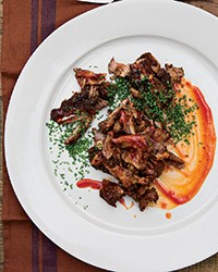 Smoked lamb with sorghum barbecue sauce