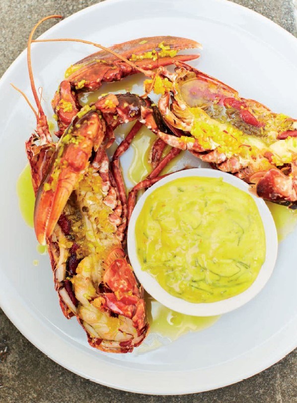 Smoked lobster with saffron and basil mayonnaise