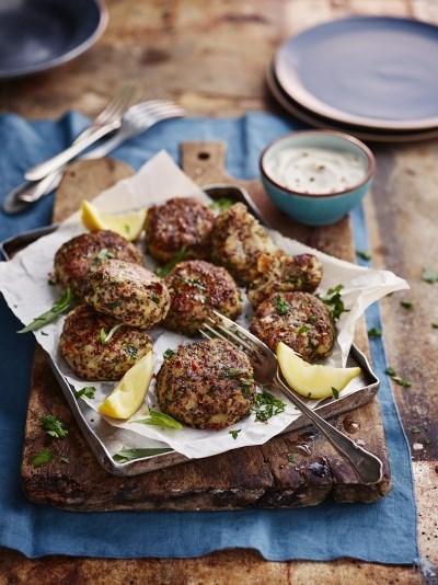 Smoked mackerel & red quinoa patties