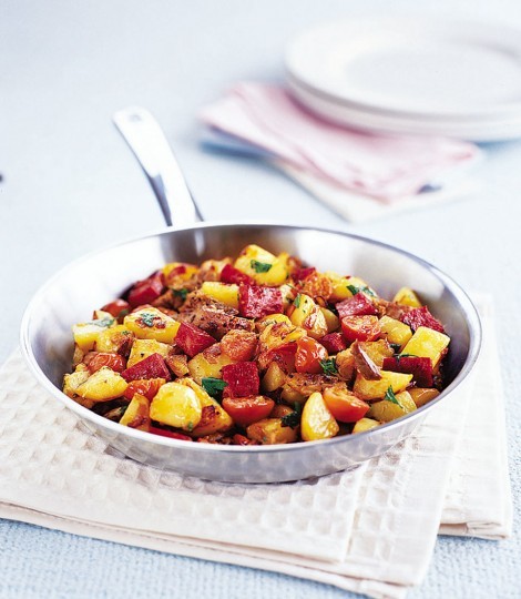 Smoked mackerel and chorizo potatoes