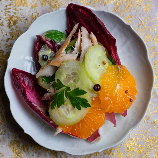 Smoked mackerel and pickled cucumber