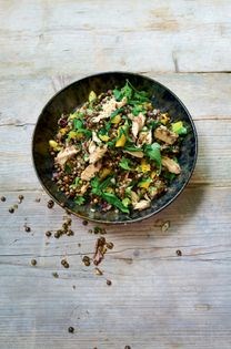 Smoked mackerel lentil salad