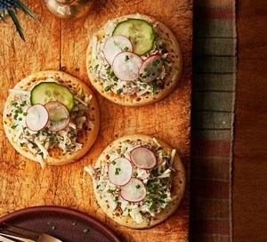 Smoked mackerel on toasted crumpets 