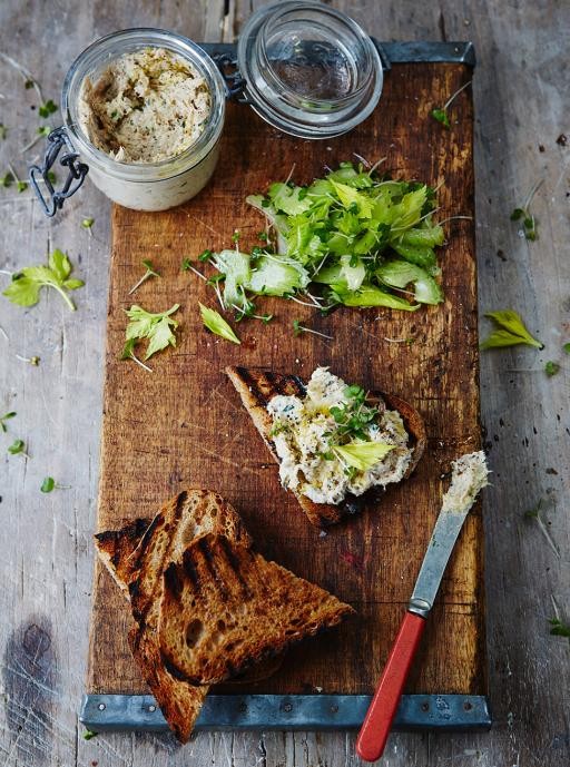 Smoked mackerel pâté with griddled toast and cress salad