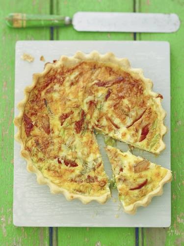 Smoked mackerel, saffron and "Crackler" quiche