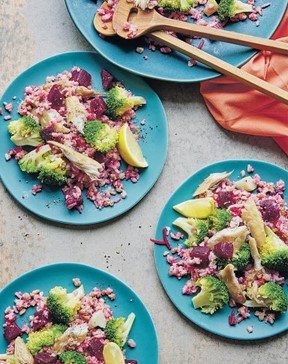 Smoked mackerel salad with grains, beetroot & broccoli