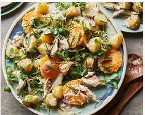 Smoked mackerel salad with orange & chives