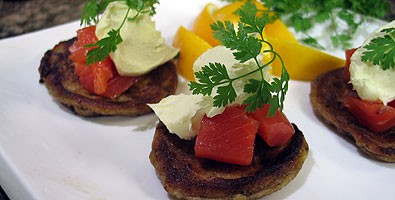 Smoked ocean trout with potato pikelets