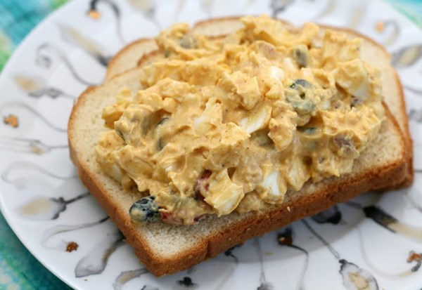 Smoked olive egg salad