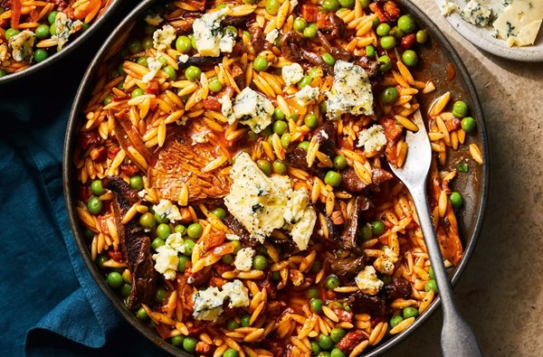 Smoked pancetta, wild mushroom & Stilton orzotto