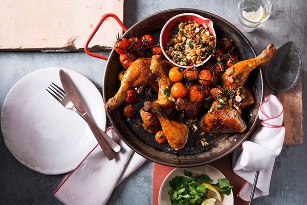 Smoked paprika chicken with toasted hazelnut picada