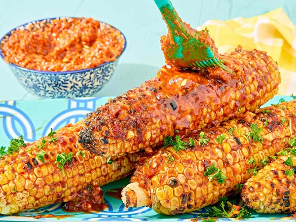 Smoked paprika-harissa butter grilled corn